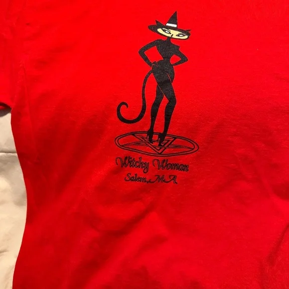 Vintage 90s Salem Massachusetts Witchy Women T Shirt Medium - Picture 2 of 12